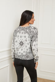 Pull Edmond Imprimé Bandana Gris Clair