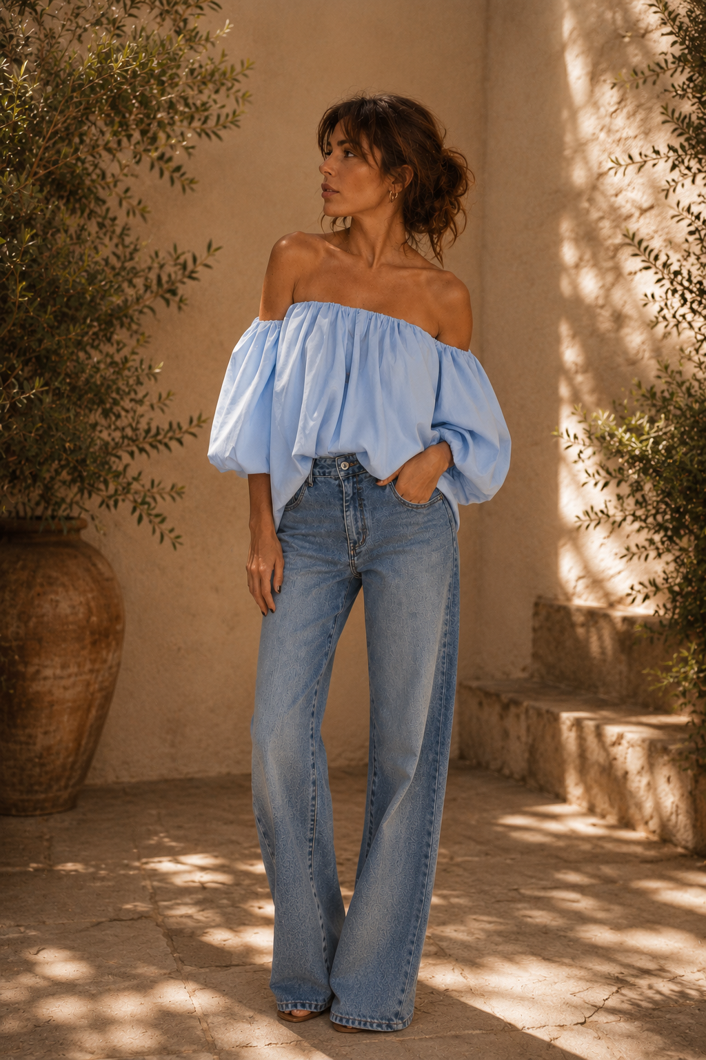 Blouse Carmen ciel