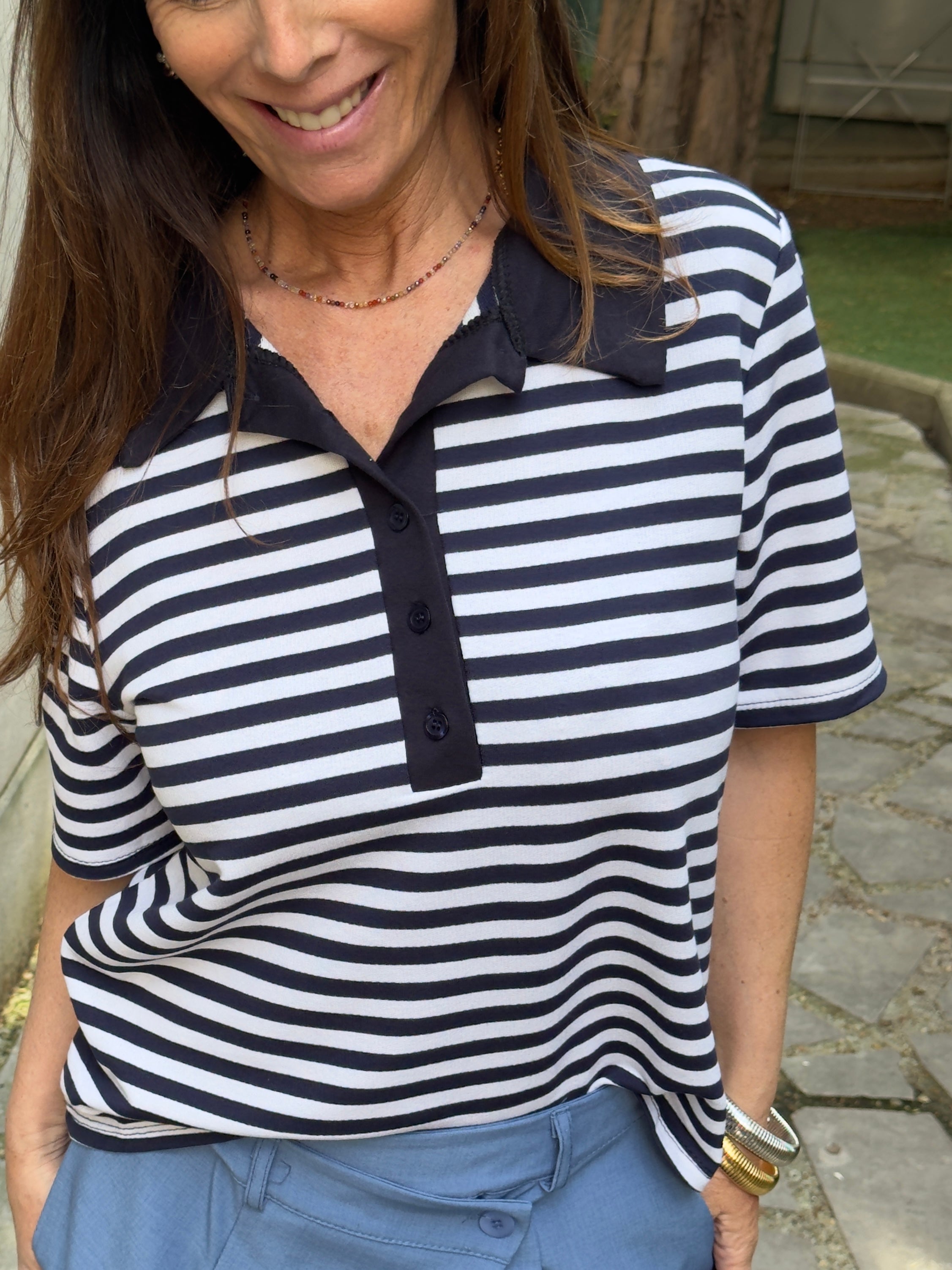 Polo Tom marine et blanc
