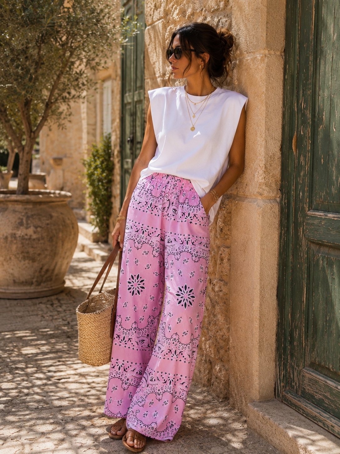 Pantalon Bandana rose