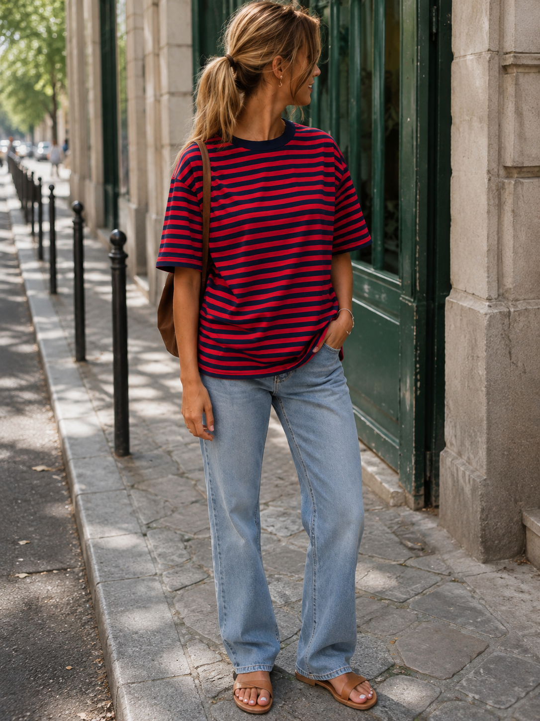 Marinière Tomy Marine et rouge
