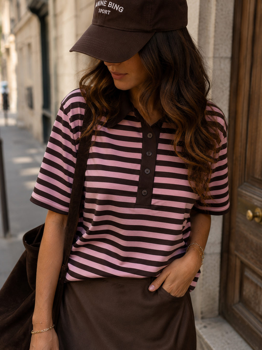 Polo Tom rose et chocolat