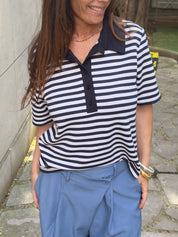 Polo Tom marine et blanc