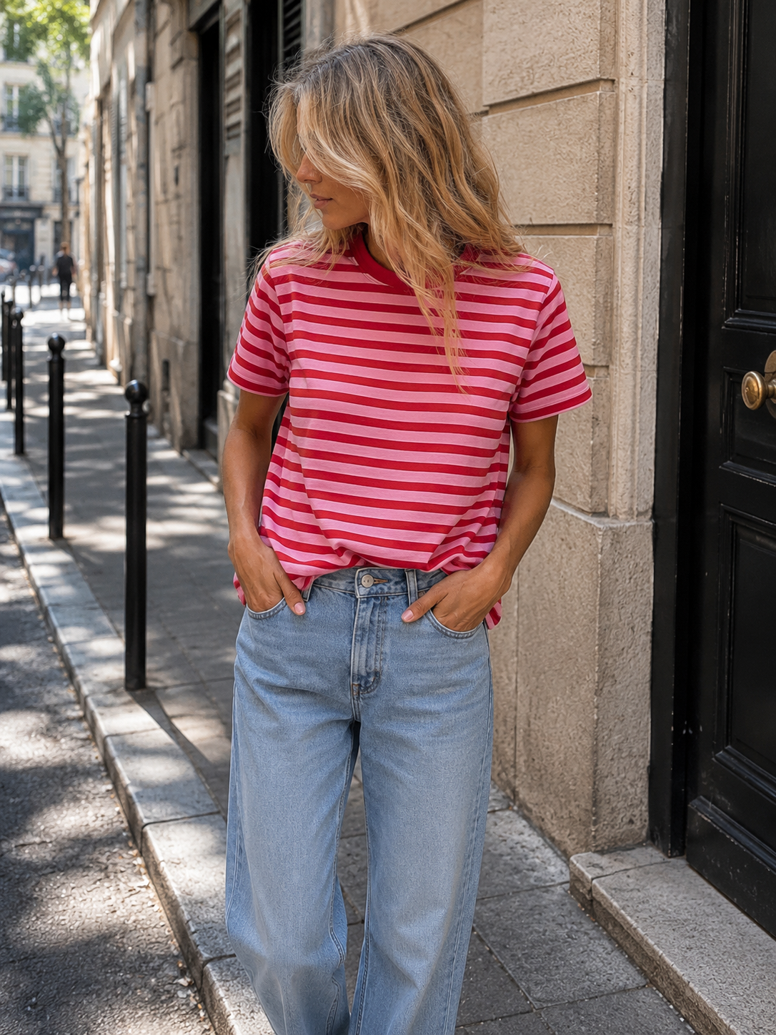 Marinière Tomy rouge & Rose