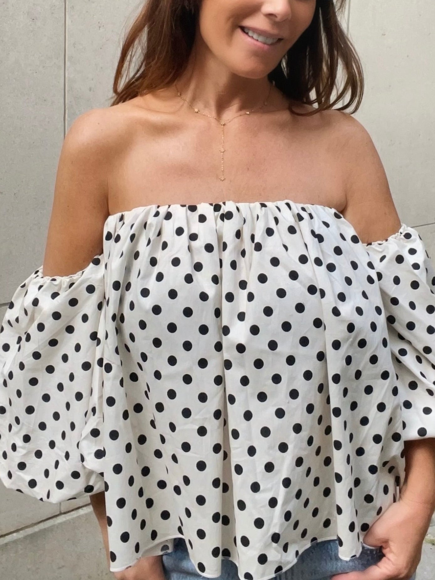 Blouse CARMEN Pois blanc
