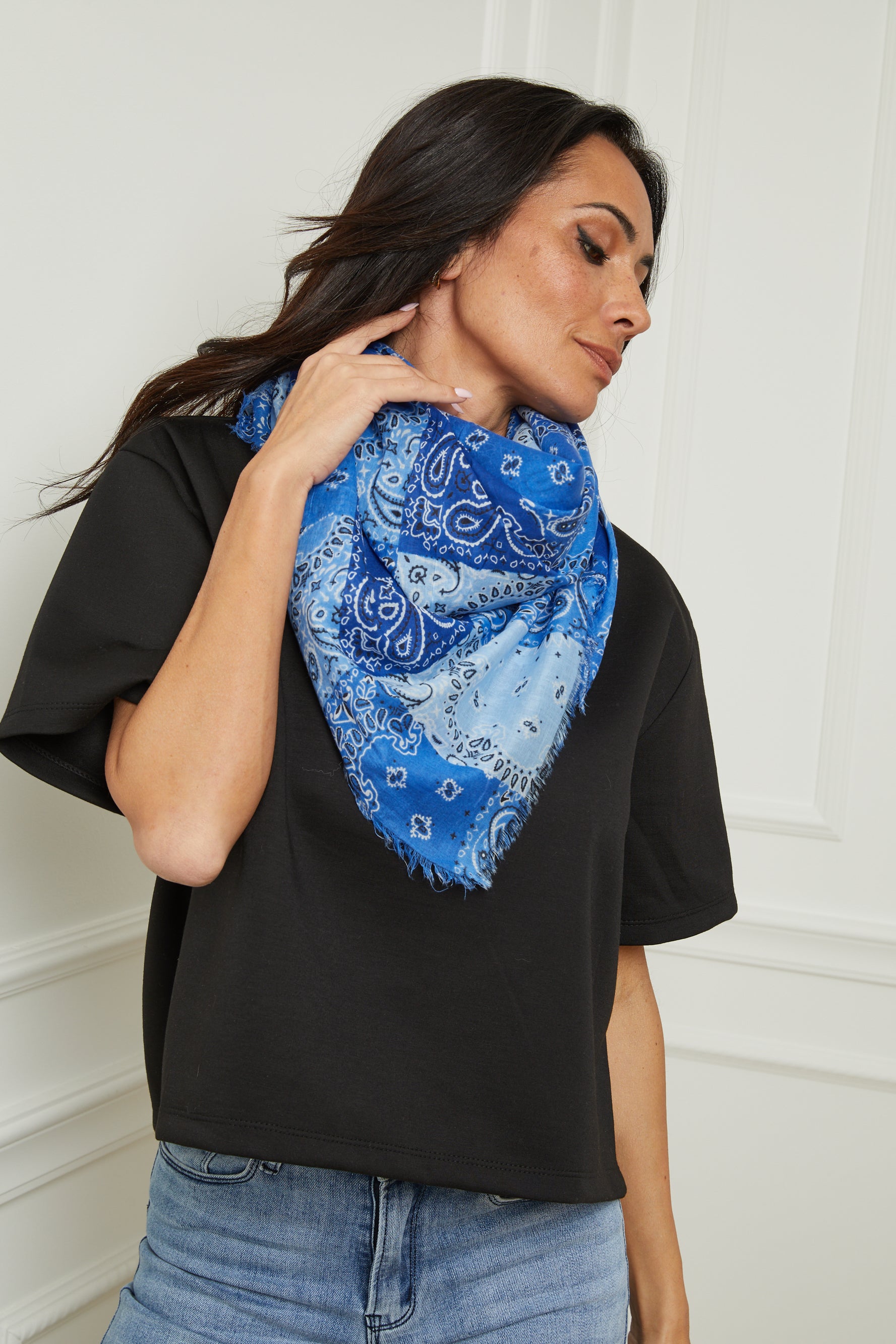 Étole Patchwork bleu