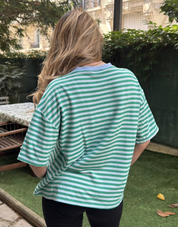 Marinière Tomy vert & bleu
