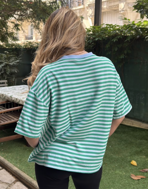 Marinière Tomy vert & bleu