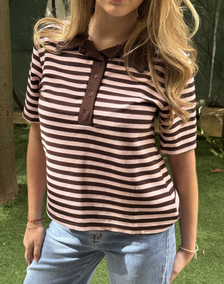 Polo Tom rose et chocolat