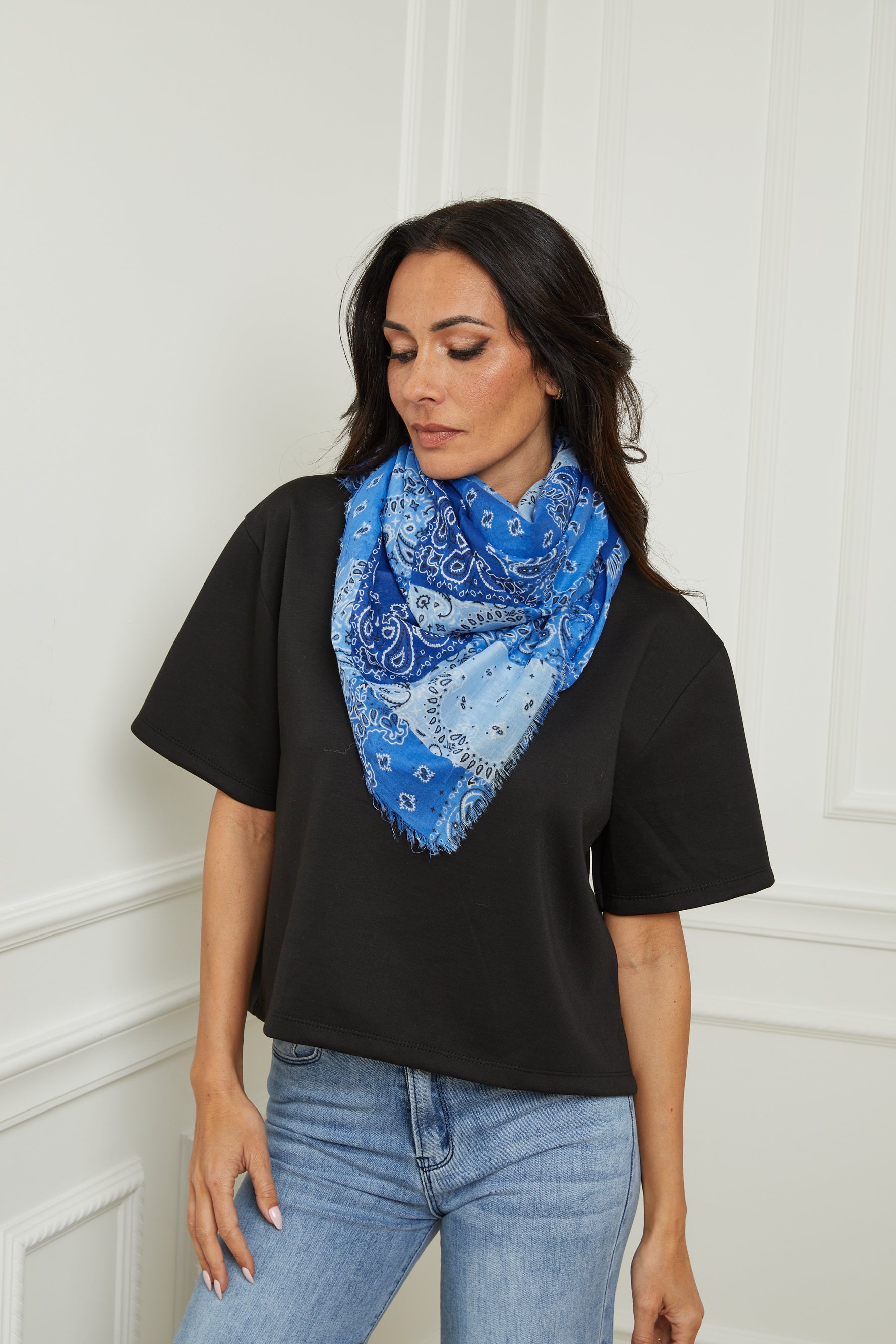 Étole Patchwork bleu