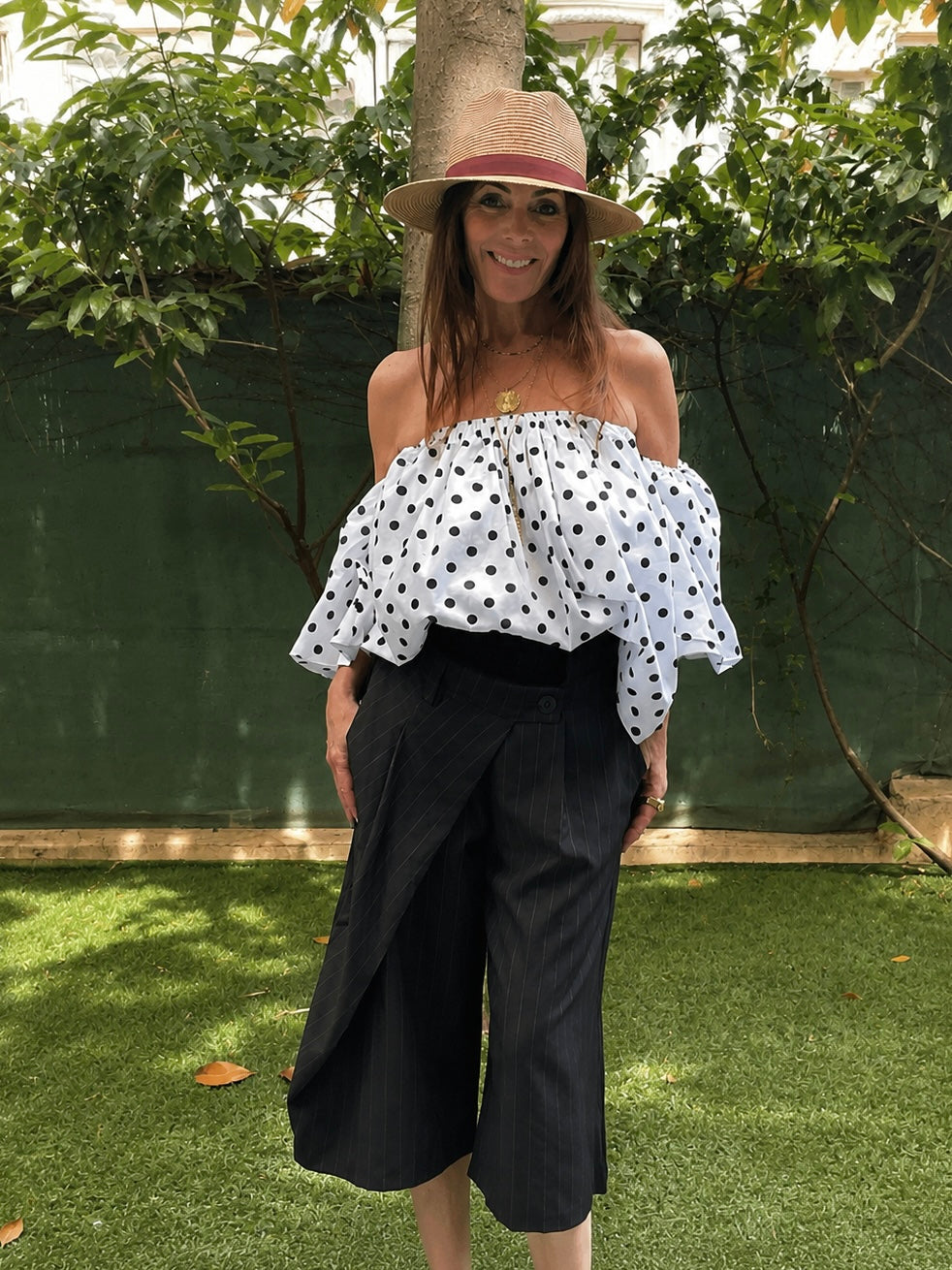 Blouse CARMEN Pois blanc