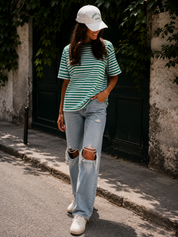 Marinière Tomy vert & bleu