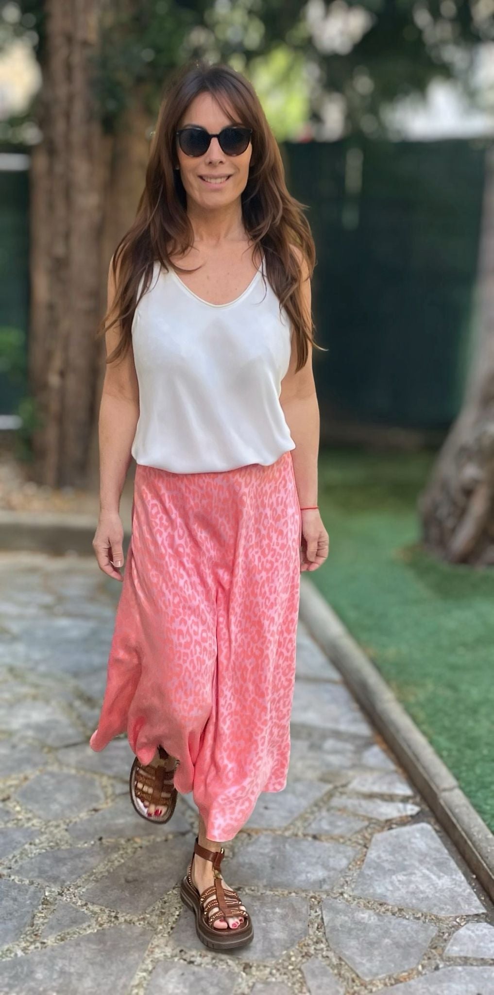 Jupe Lana Imprimé Léopard Rose
